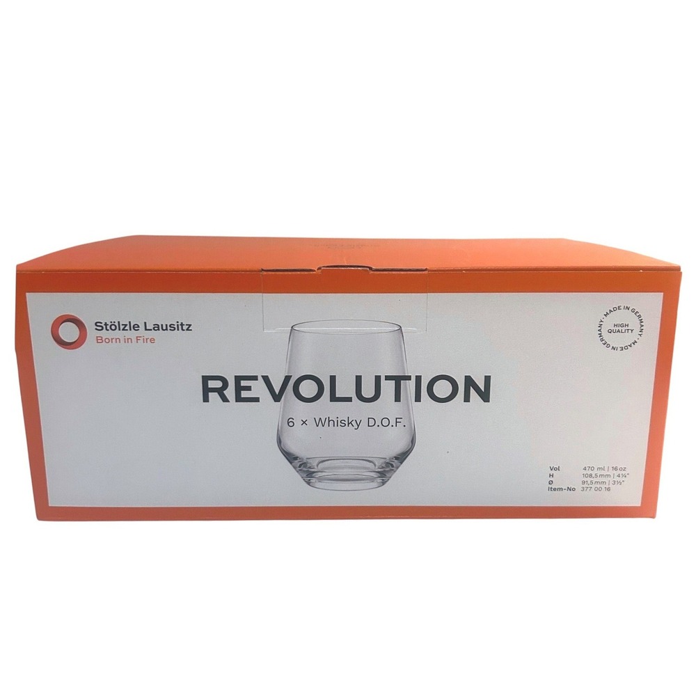 Stölzle Lausitz Clear Revolution 6pc Whisky D.O.F. Tumbler Glass Set 16oz